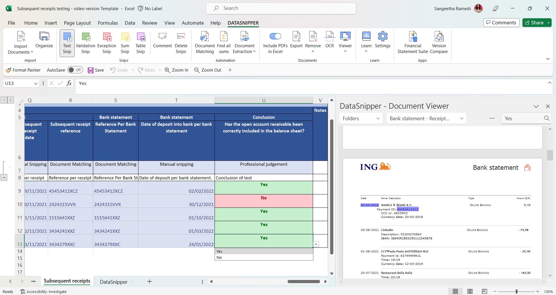 How To Perform Subsequent Receipts Procedures Using Datasnipper
